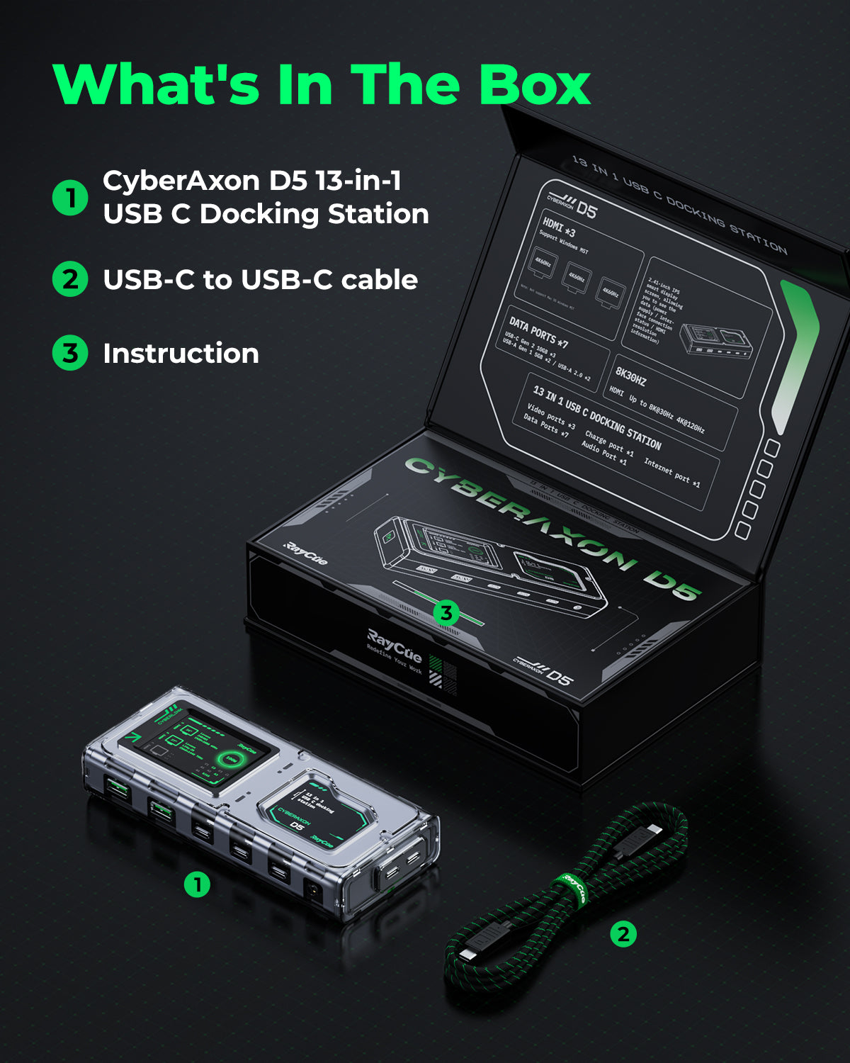 CyberAxon D3: 13-in-1 Multifunctional Stream Control Dock — Just like a Stream Deck — but built into a powerful dock!