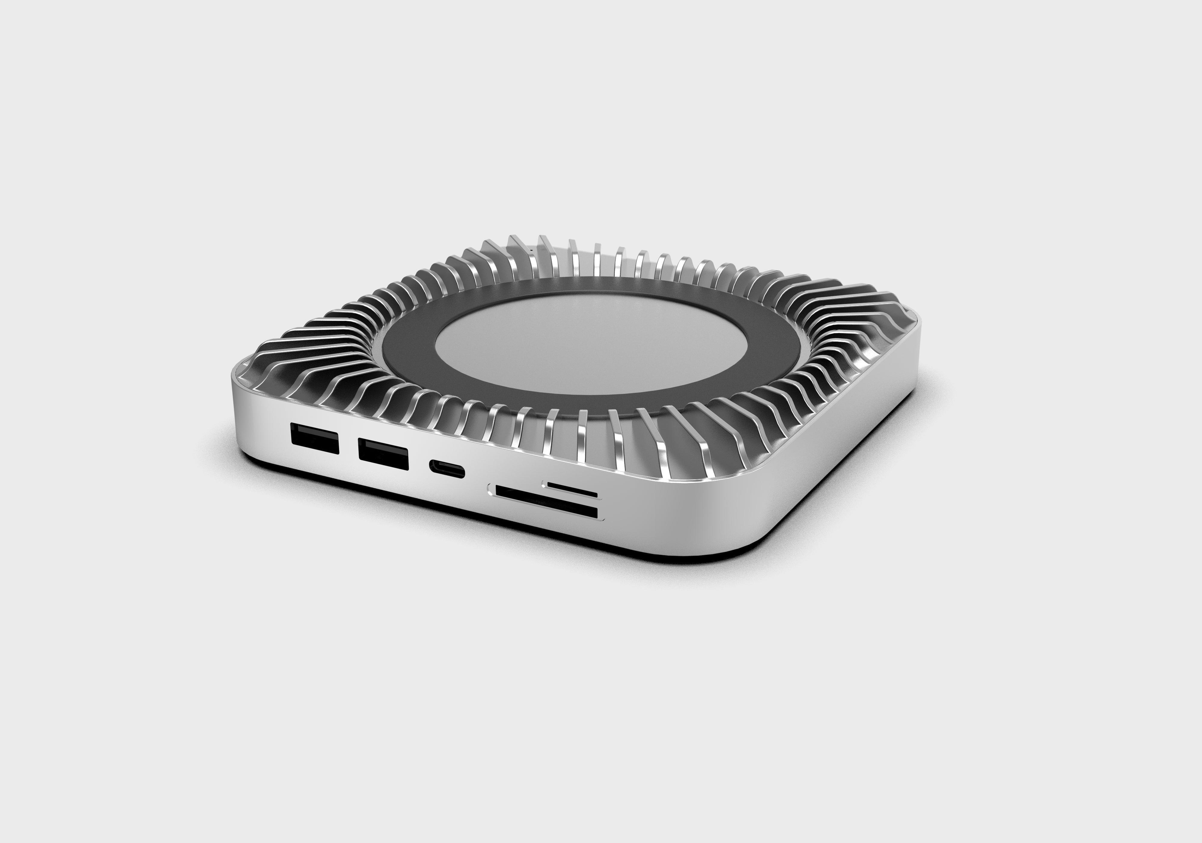 RayCue New M4/2024 Mac Mini Hub & Stand with NVMe/ M.2 SATA SSD Enclosure