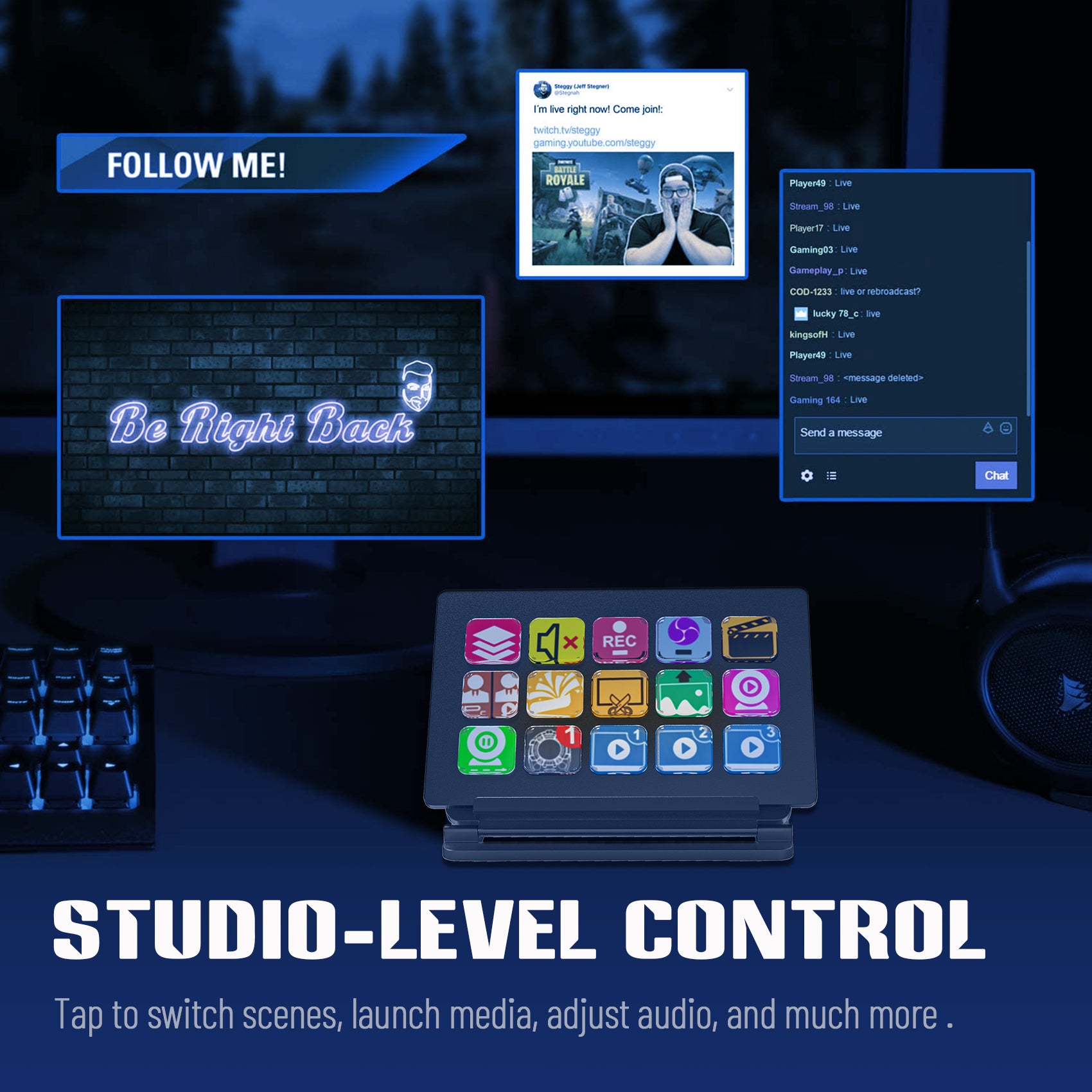 Stream Deck - Live Production Controller With 15 Customizable LCD Keys And Adjustable Stand, Trigger Actions In OBS Studio, Streamlabs, Twitch, Youtube And More, PC/Mac