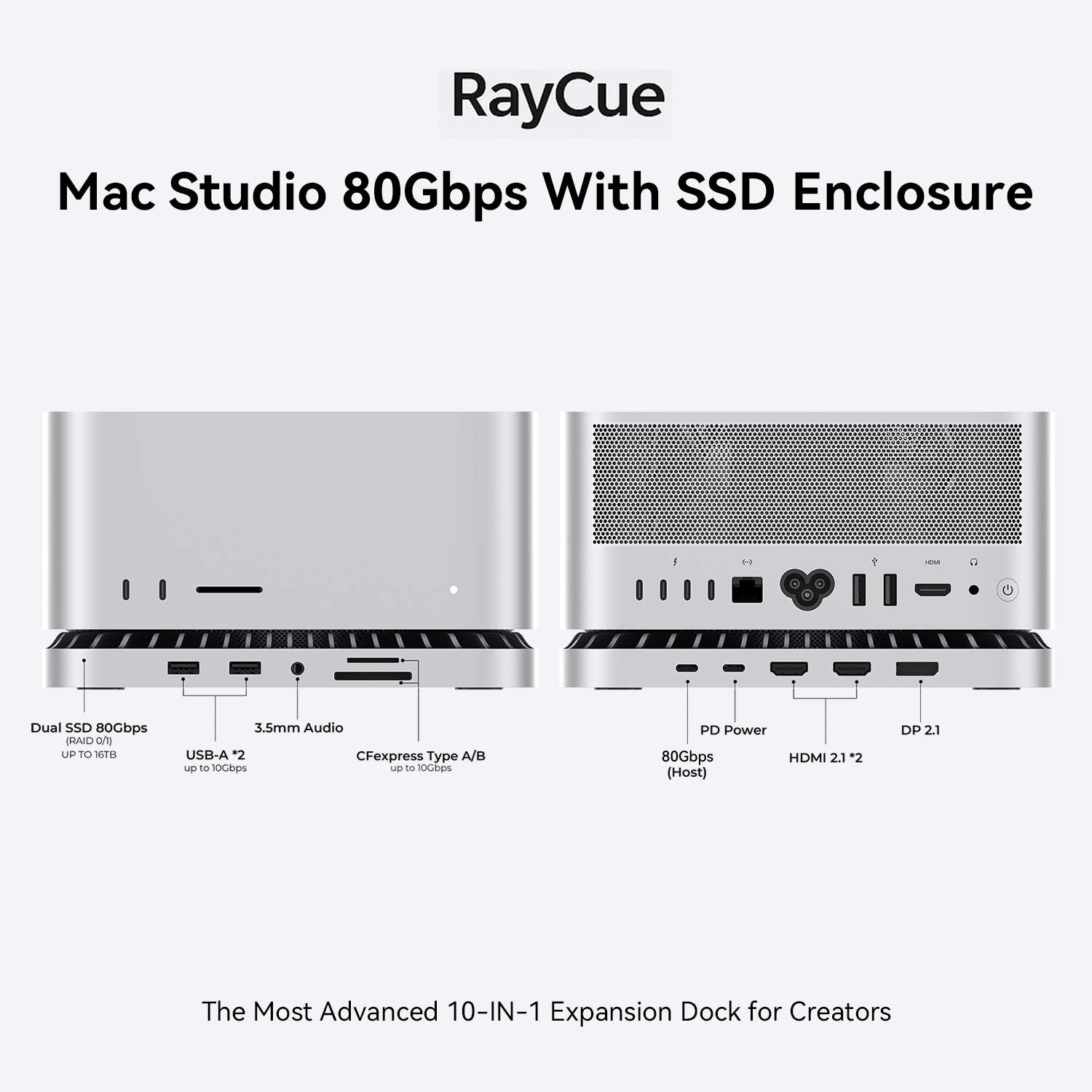 RayCue 10-in-1 80Gbps Dock For Mac Studio (M4 Max or M3 Ultra) Pre-Order (Ships on September 20th, 2025)