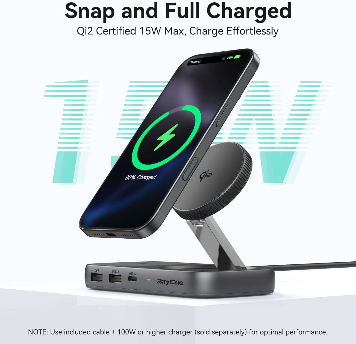 Qi2 7-in-1 Extension Hub Stand and Wireless Charger for iPhone RayCue