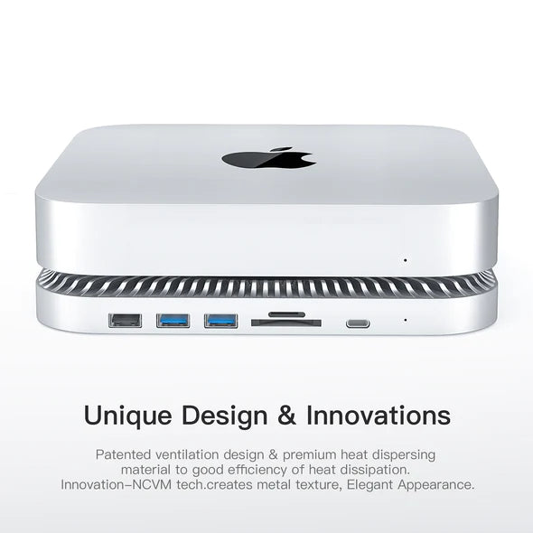 RayCue Type-C Stand & Hub with SSD&HDD Enclosure for Mac Mini/Studio and all USB-C laptops