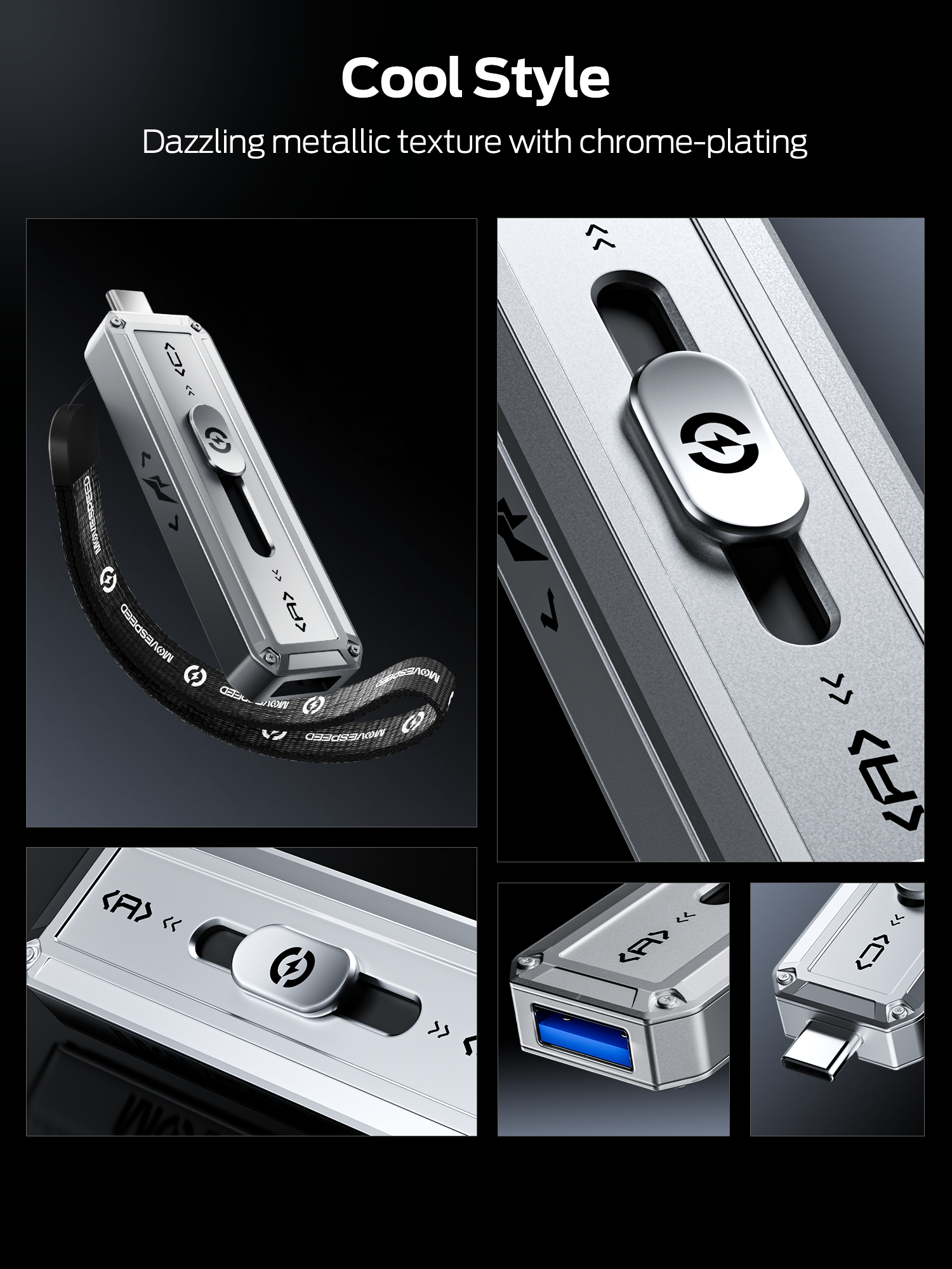 256GB-2TB Ultra-Speed SSD Flash Drive 2100MB/s Read/Write, USB 3.2 Gen2x2 + Type-C, Dual Interface, Push-Pull Design RayCue