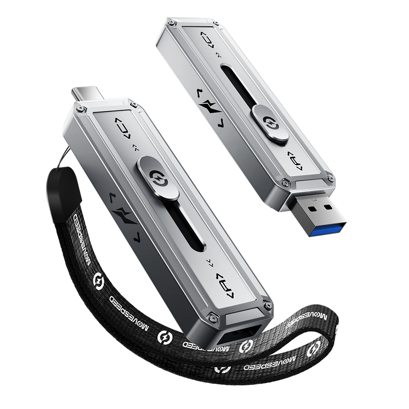 RayCue 1TB-2TB 1000MB/s-2000MB/s Read/Write Speed, USB 3.2 Gen2+Type C Dual Interface Push-Pull Design Flash Drive RayCue