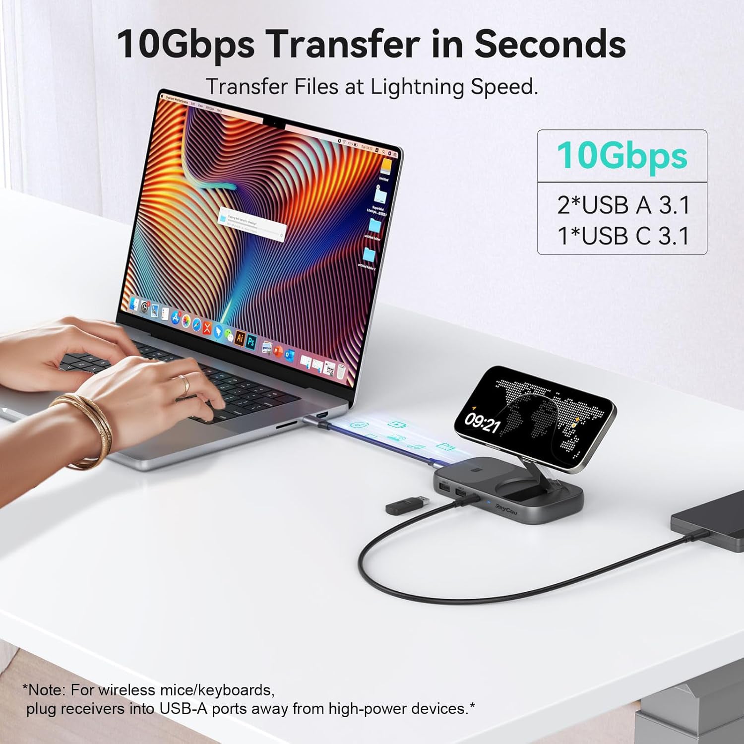 Qi2 7-in-1 Extension Hub Stand and Wireless Charger for iPhone