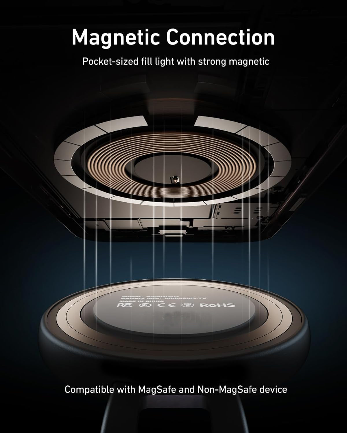 Magnetic Selfie Light,Phone Light Compatible with iPhone Magsafe,CRI97 360° LED Selfie Ring Fill Light with Mirror for Selfies