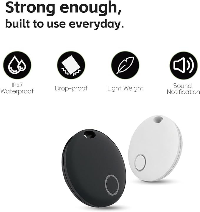 Key Locator Find My Key Finder, Tracker Tag GPS Locator for Luggage, Bags, Pets, Suitcase Compatible with Find My (iOS only), Anti Lost, IP67 Water Resistant (Black & White)