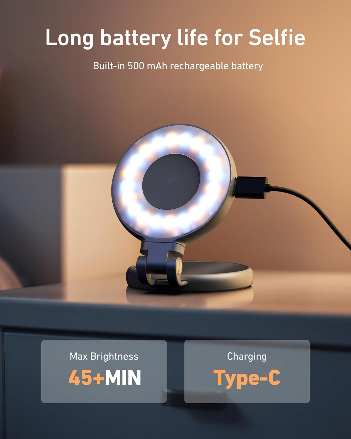 Magnetic Selfie Light,Phone Light Compatible with iPhone Magsafe,CRI97 360° LED Selfie Ring Fill Light with Mirror for Selfies