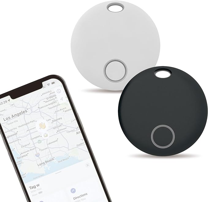 Key Locator Find My Key Finder, Tracker Tag GPS Locator for Luggage, Bags, Pets, Suitcase Compatible with Find My (iOS only), Anti Lost, IP67 Water Resistant (Black & White)