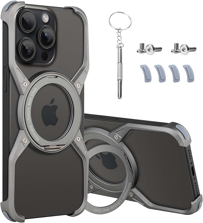 Frameless Phone Case Compatible,Magnetic Kickstand - iPhone 13 Pro / 14 Pro / 15 Pro Frameless Phone Case Compatible,Magnetic Kickstand - iPhone 13 Pro / 14 Pro / 15 Pro