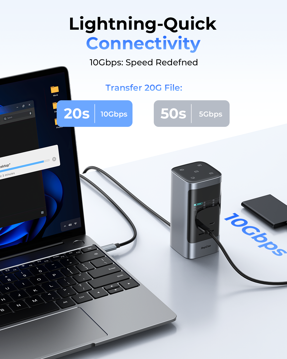 RayCue Unify15 Dock-15-in-1 Docking Station for Mac/Windows,8K Display,10Gbps,100W PD,Triple-Display Support RayCue