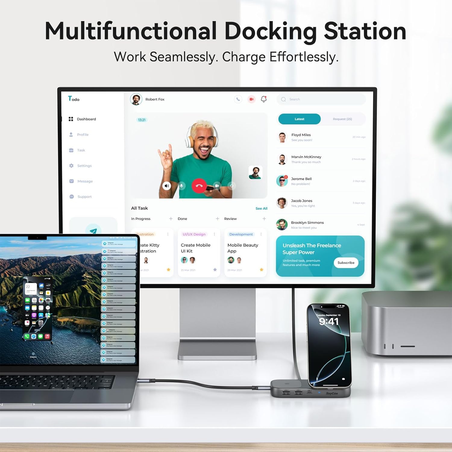 Qi2 7-in-1 Extension Hub Stand and Wireless Charger for iPhone RayCue