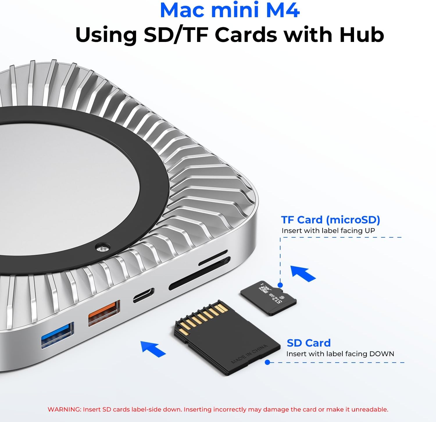 RayCue New M4/2024 Mac Mini Hub & Stand with NVMe/ M.2 SATA SSD Enclosure Compatible with Thunderbolt 4/5