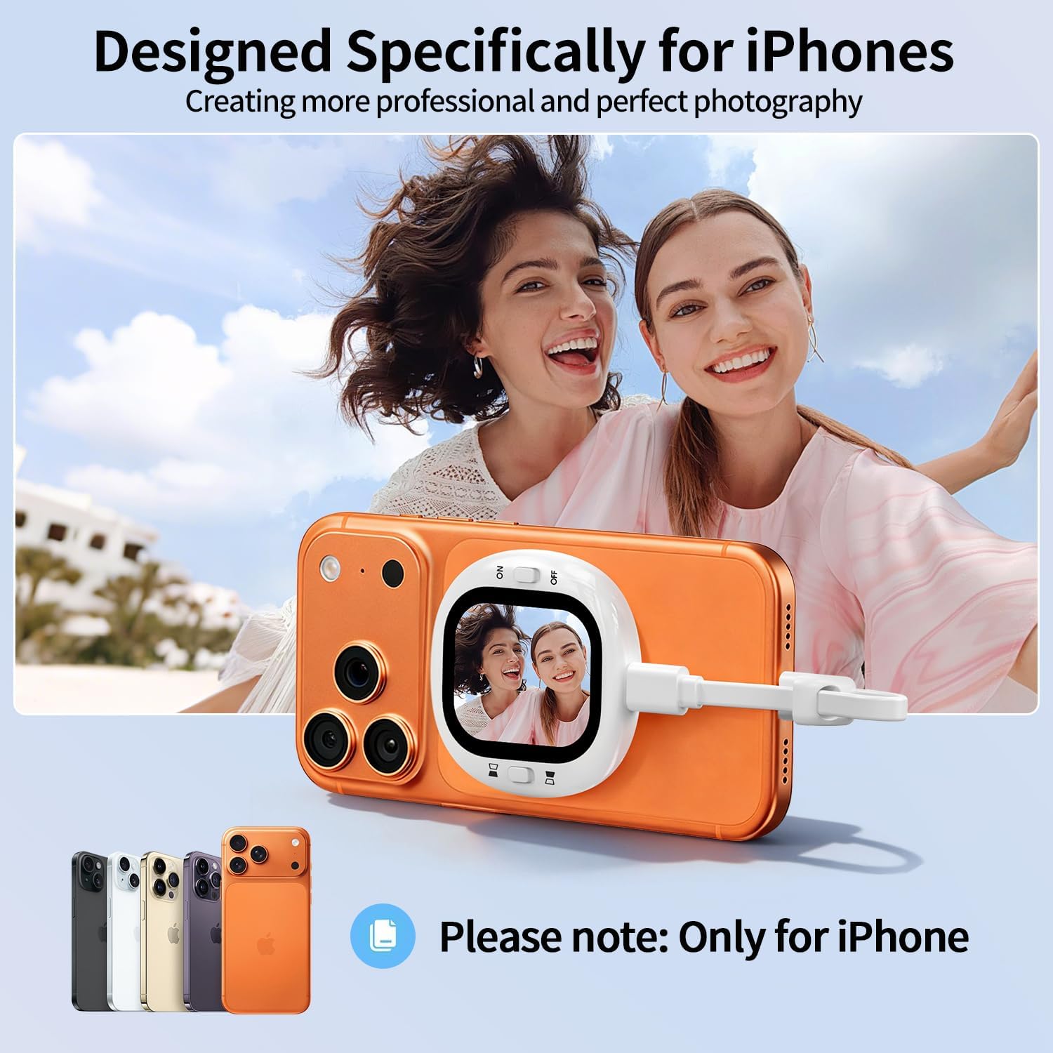 Vlogmate Mini Selfie Monitor Screen for iPhone-Back Camera Monitor for Rear Camera Selfies