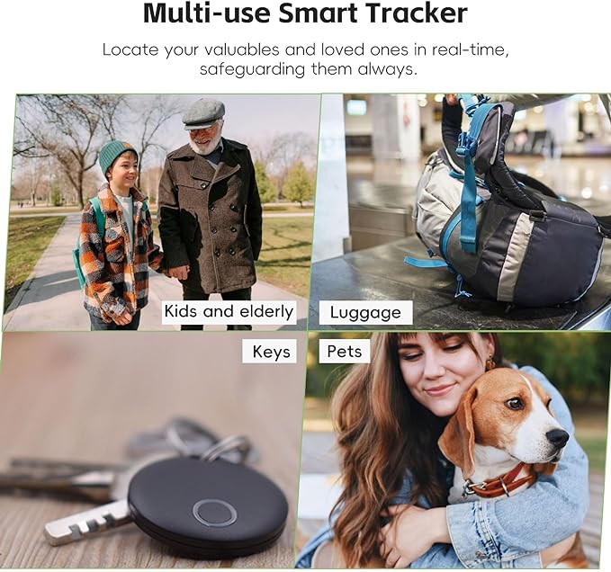 Key Locator Find My Key Finder, Tracker Tag GPS Locator for Luggage, Bags, Pets, Suitcase Compatible with Find My (iOS only), Anti Lost, IP67 Water Resistant (Black & White)