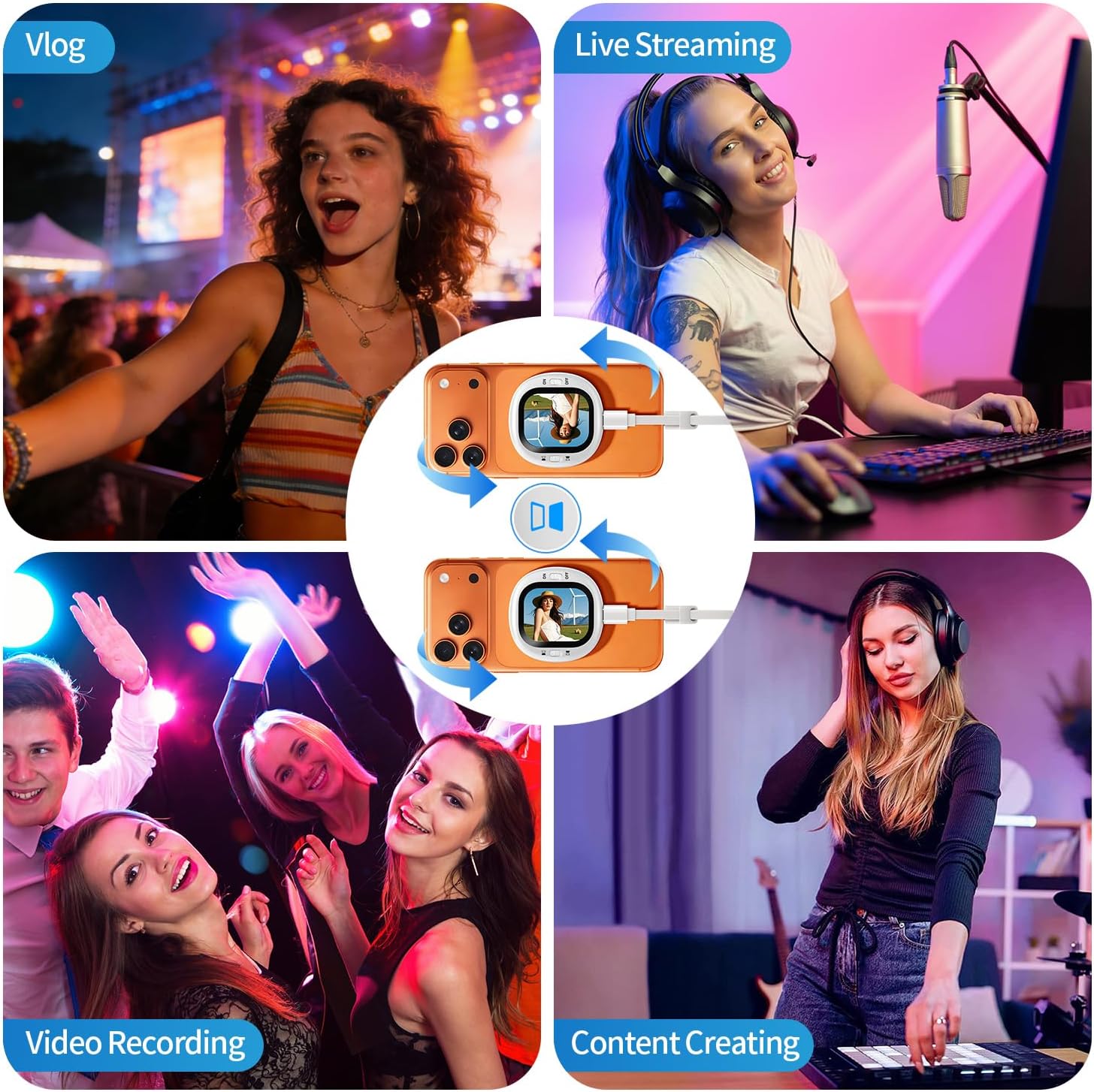 Vlogmate Mini Selfie Monitor Screen for iPhone-Back Camera Monitor for Rear Camera Selfies