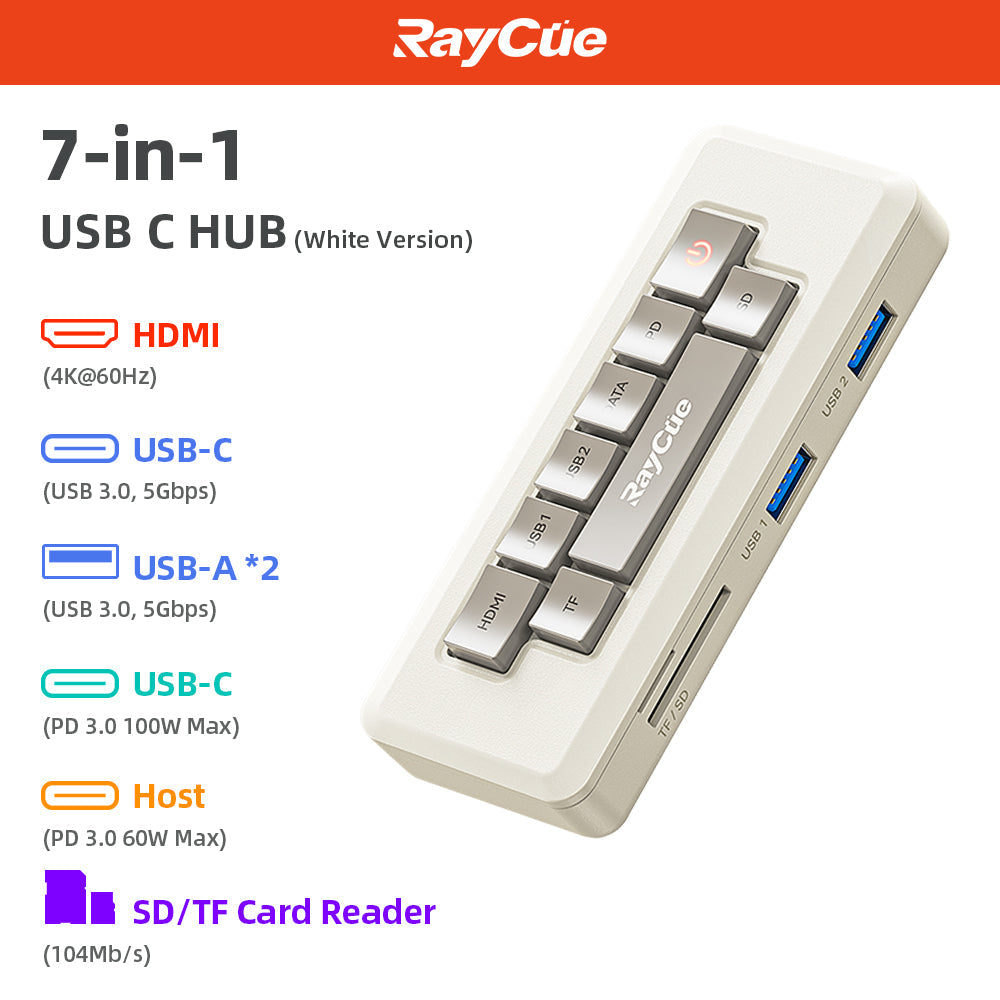 RayCue 128K Pocket- Portable Hub(7-in-1 HDMI 4K60HZ) RayCue