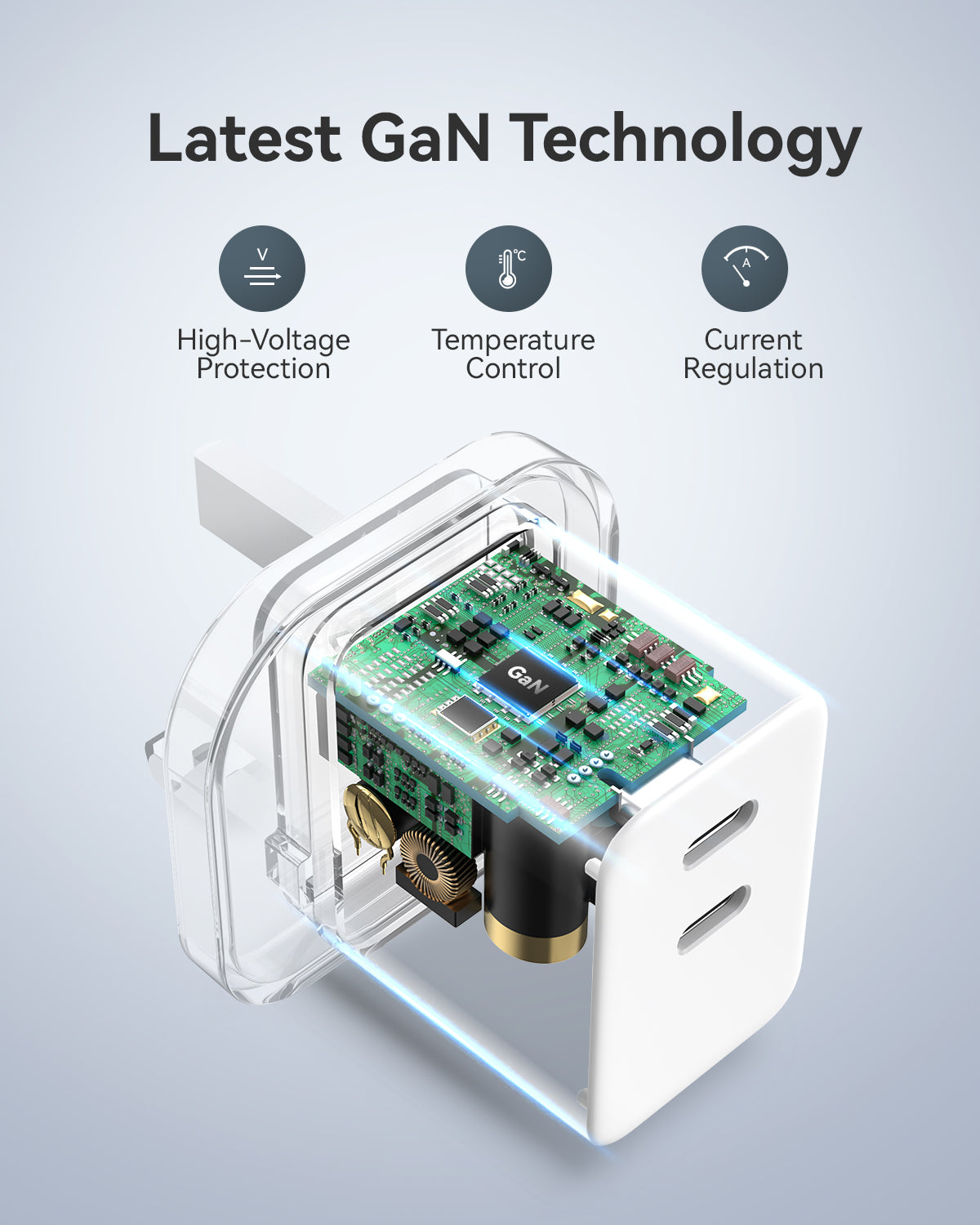 RayCue BlitzCharge GaN 35W 2-Port USB PD Charger for MacBook, iPhone, iPad