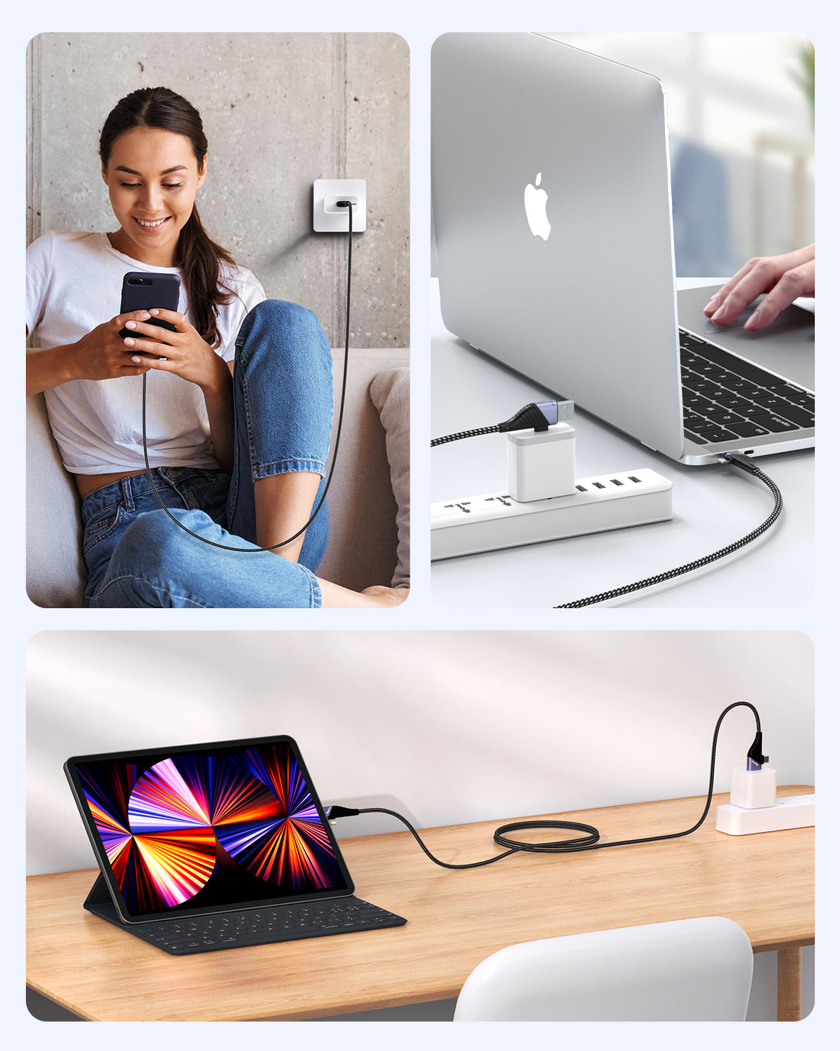 RayCue BlitzLink Omni 1.2M Braided Multifunctional 4-in-1 Chrage&Sync Cable