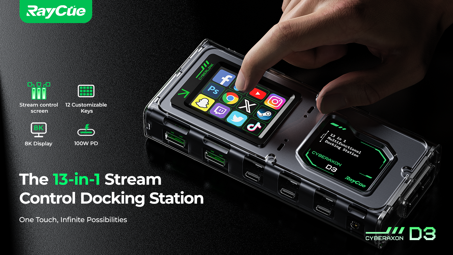 CyberAxon D3: 13-in-1 Multifunctional Stream Control Dock(Pre-sale Shipping time is May 20，2025）