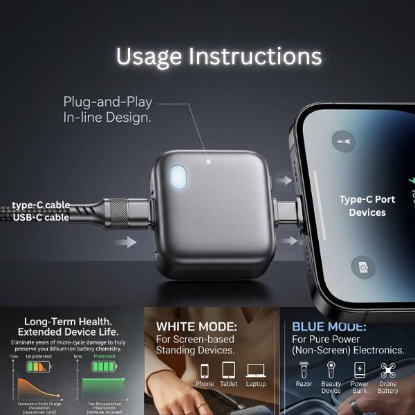 140W Smart Charger Protector Auto Cut Off When Fully Charged Overcharge Protection for Phones, Laptops & Tablets