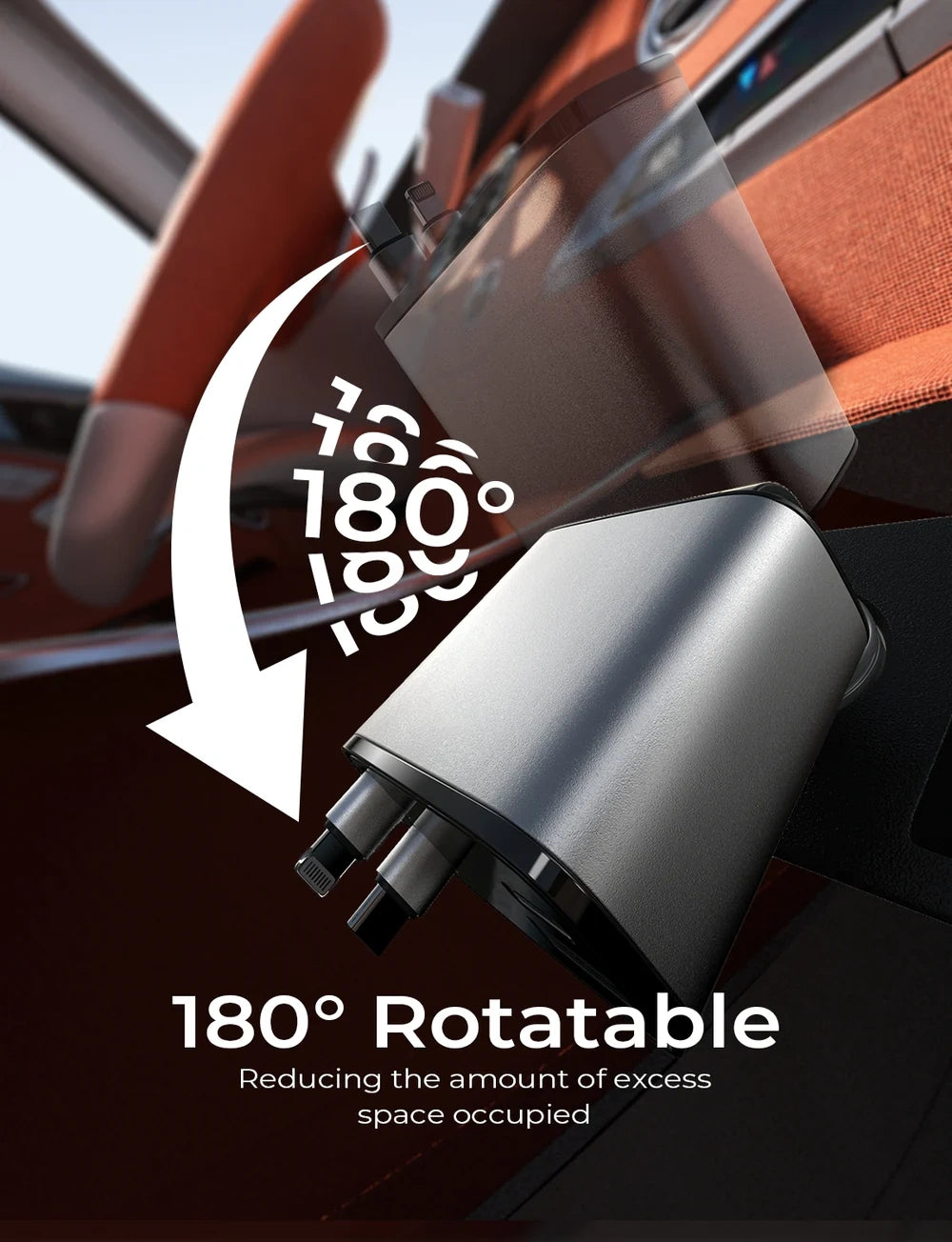 4 in 1 69W USB Car Retractable Charger Adapter