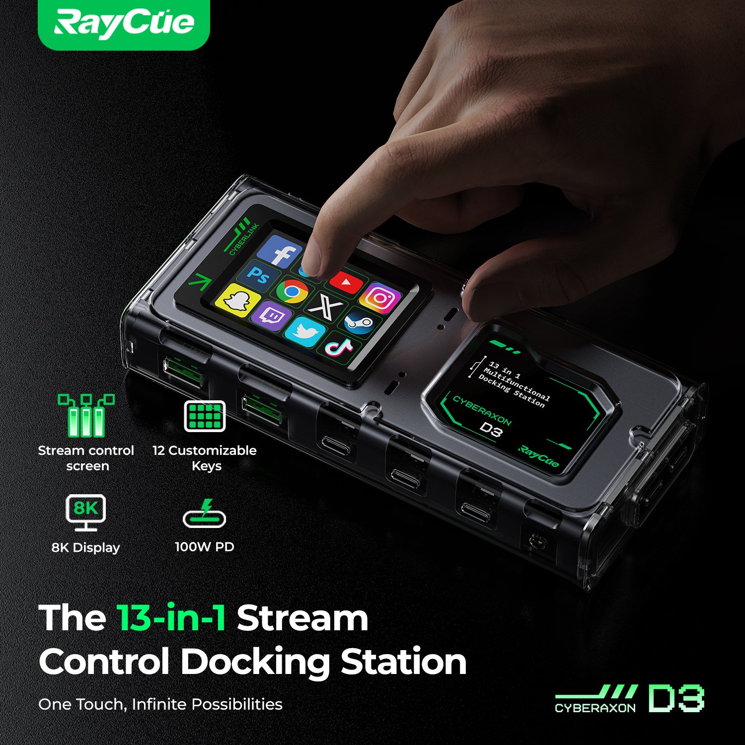 CyberAxon D3: 13-in-1 Multifunctional Stream Control Dock(Pre-sale Shipping time is May 20，2025）