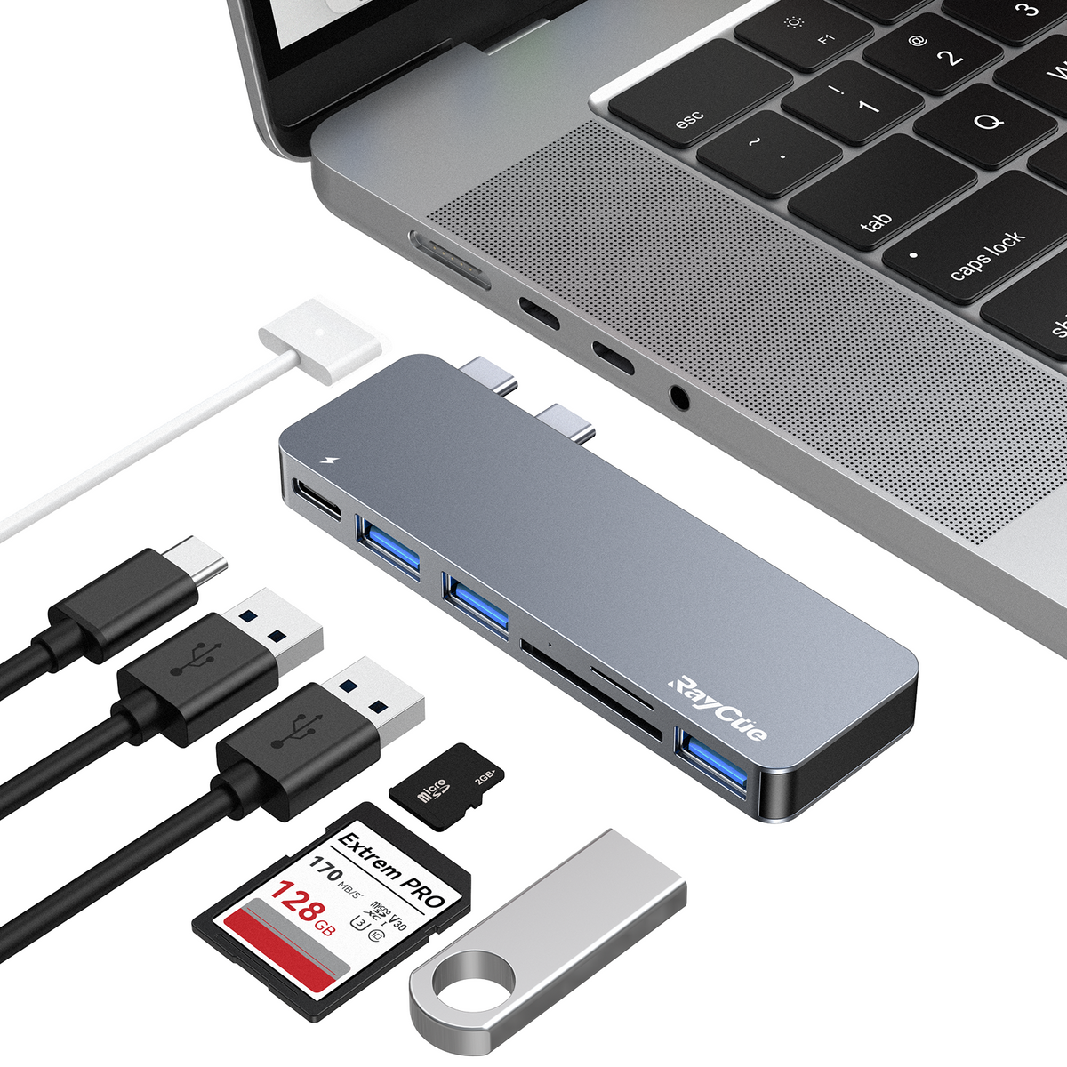 RayCue USB C ドッキングステーション  MacBook RayCue USB C Docking Station Triple Monitor, 15IN1 MacBook