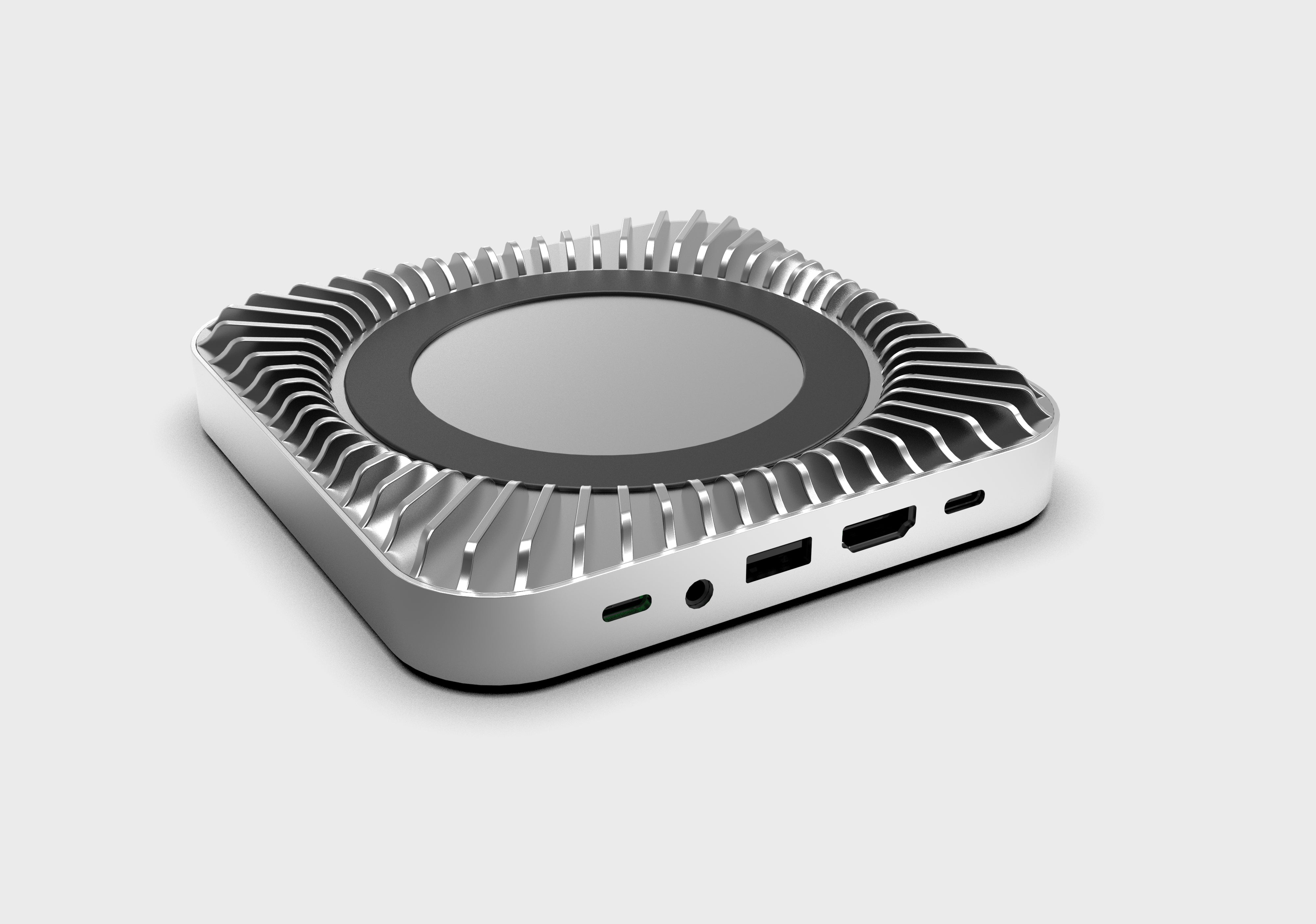 RayCue New M4/2024 Mac Mini Hub & Stand with NVMe/ M.2 SATA SSD Enclos