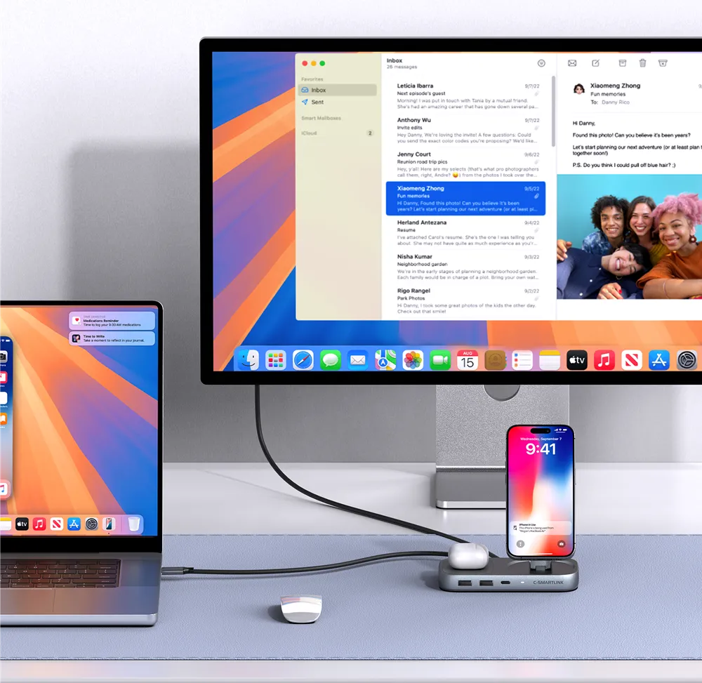 Qi2 3-in-1  Extension Hub Stand and Wireless Charger for iPhone