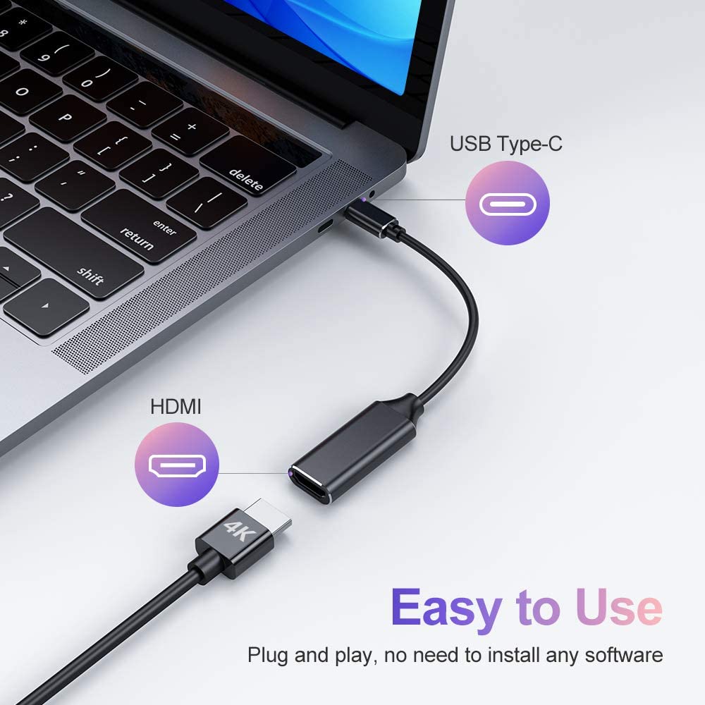 RayCue 4K USB-Tipo-C al HDMI-Adaptilo （Thunderbolt 3/4） 