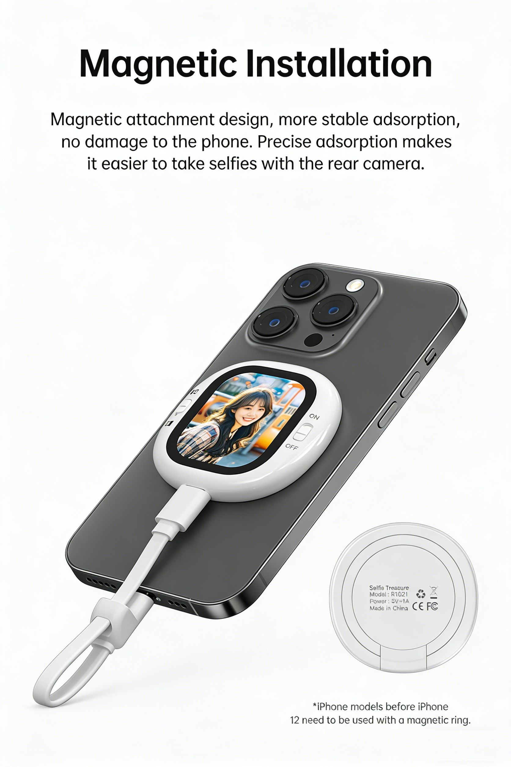 Magnetic Selfie Stick with Wireless Remote