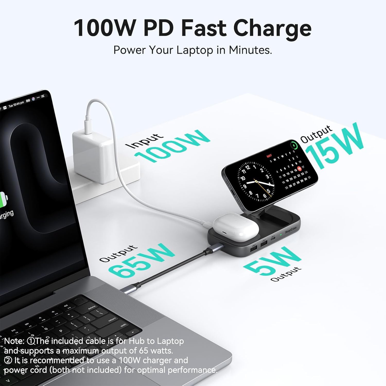 Qi2 7-in-1  Extension Hub Stand and Wireless Charger for iPhone