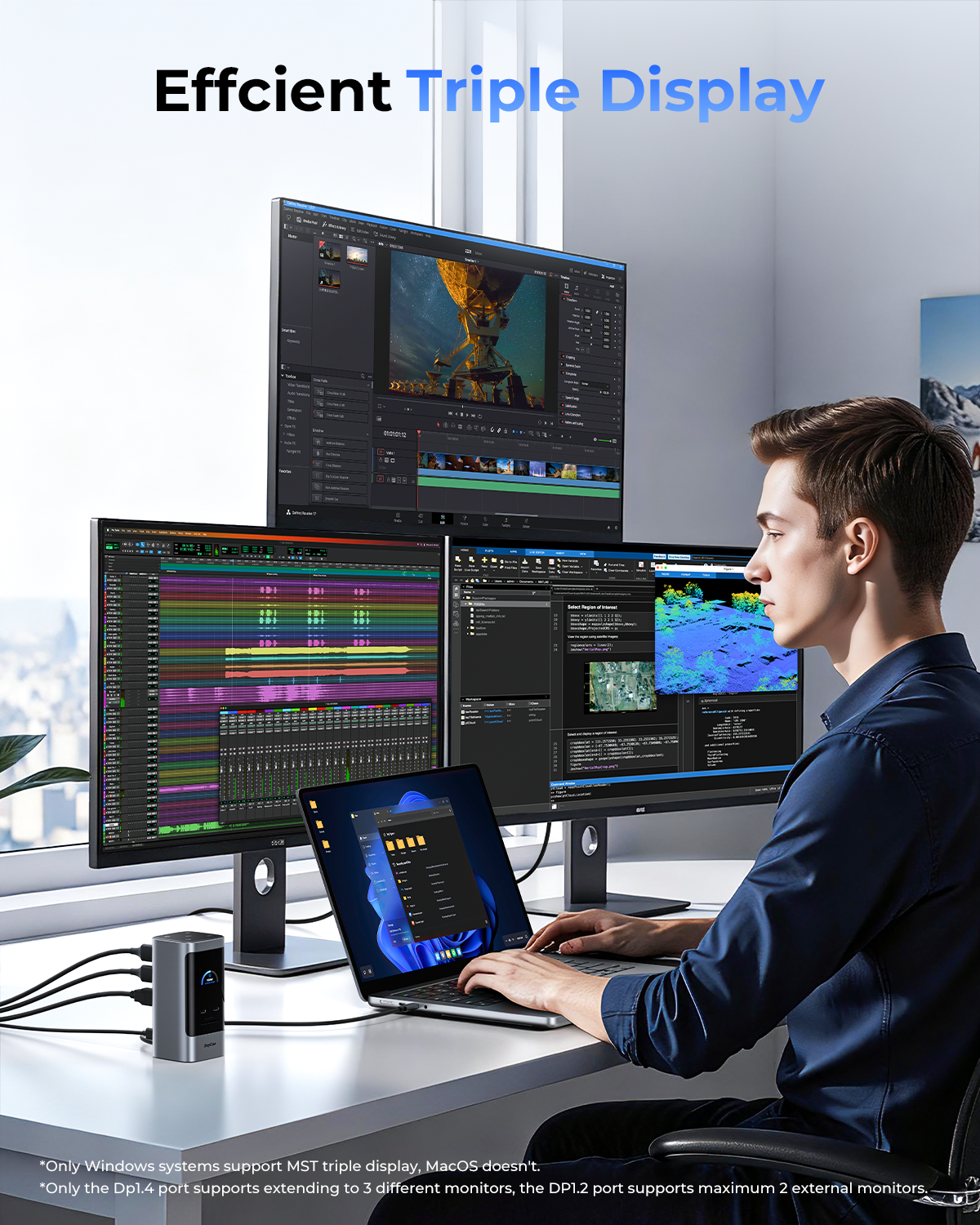 RayCue Unify15 Dock-15-in-1 Docking Station for Mac/Windows,8K Display,10Gbps,100W PD,Triple-Display Support