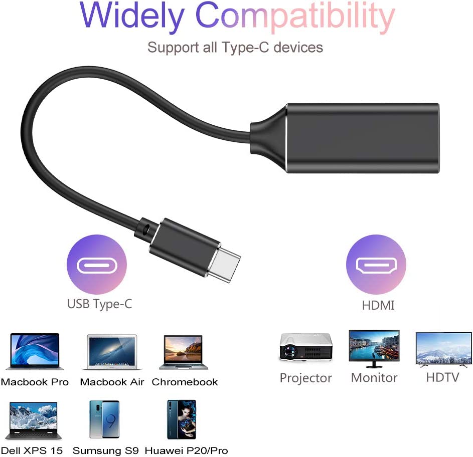 RayCue 4K USB-Tipo-C al HDMI-Adaptilo （Thunderbolt 3/4） 