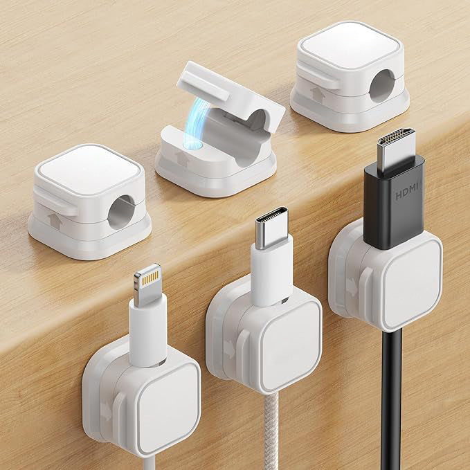 6 Pack Magnetic Cable Clips [Cable Smooth Adjustable] Cord Holder