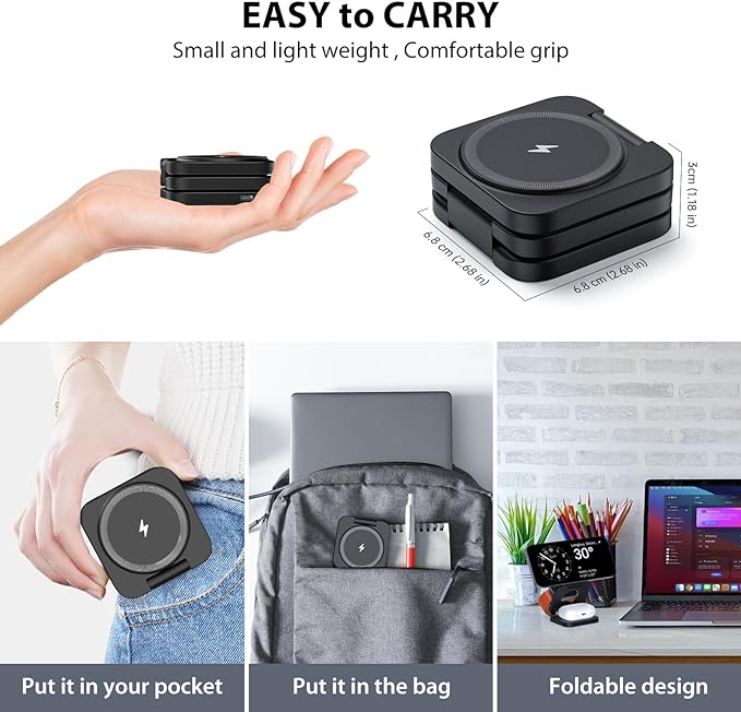 3-In-1 Foldable Magnetic Wireless Charger & Stand Kit