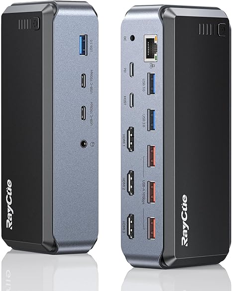 RayCue USB C Docking Station Triple Monitor, 15IN1 MacBook Pro Docking Station for M1/M2, Mac, Windows