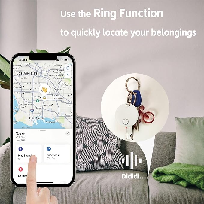 Key Locator Find My Key Finder, Tracker Tag GPS Locator for Luggage, Bags, Pets, Suitcase Compatible with Find My (iOS only), Anti Lost, IP67 Water Resistant (Black & White)