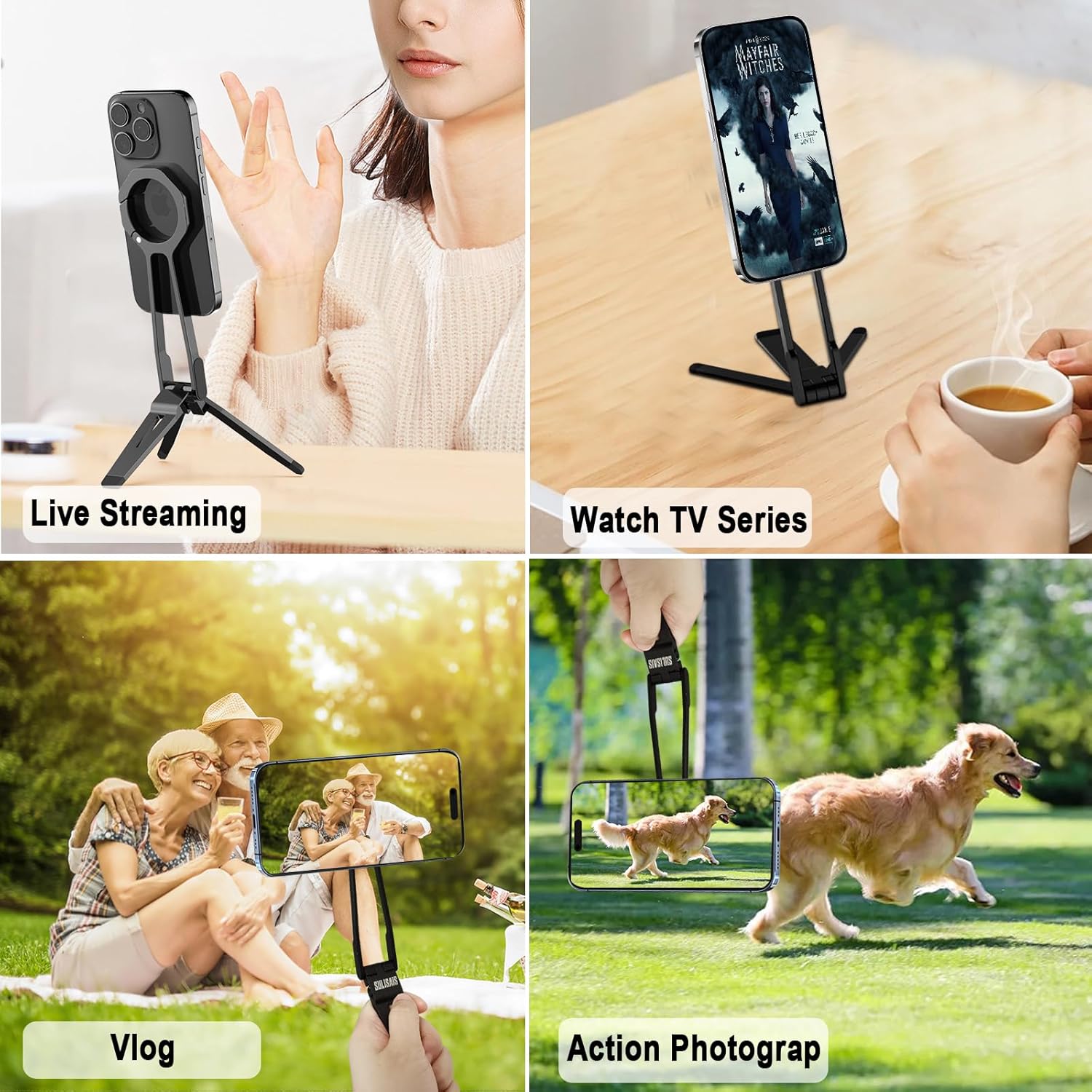Foldable Magnetic Phone Tripod for iPhone. Mini Tripod Pocket Cell Phone Stand Smartphone Desk Stand. Portable Magnetic Phone Stand with iPhone 16 15 14 13 12