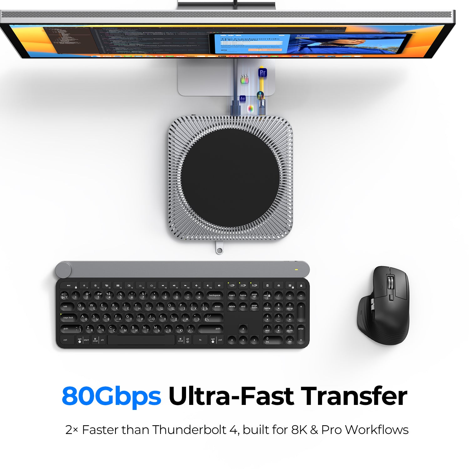 RayCue 10-in-1 80Gbps Dock For Mac Studio (M4 Max or M3 Ultra) Pre-Order （Ships on October 20th, 2025）