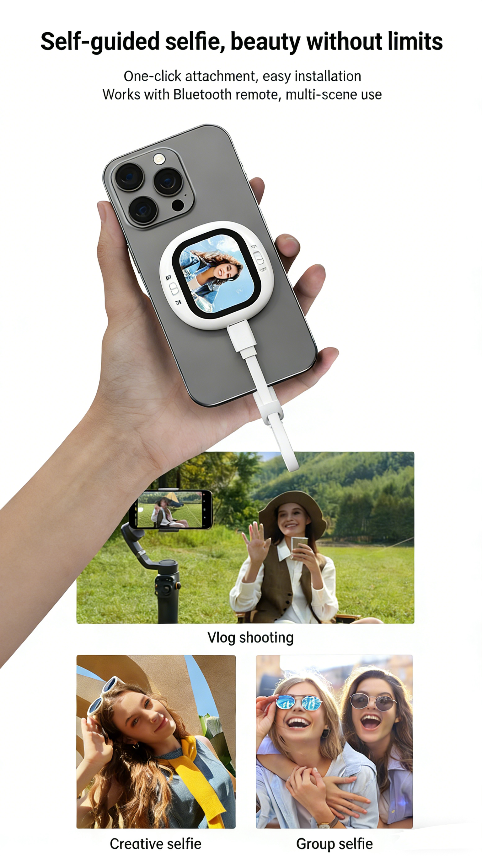 Magnetic Selfie Stick with Wireless Remote