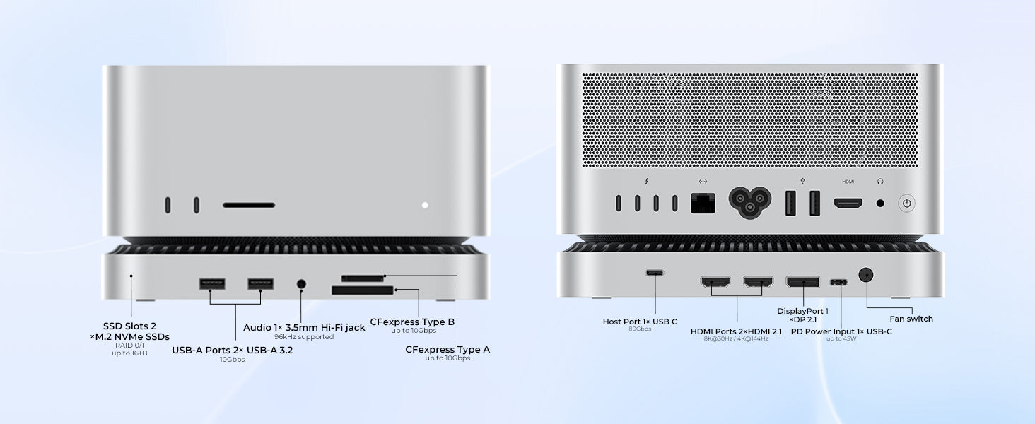 RayCue 10-in-1 80Gbps Dock for Mac Studio (M4 Max / M3 Ultra)