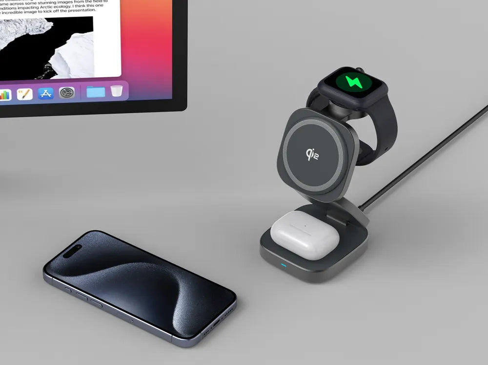 3-in-1 Qi2 Magnetic Wireless Charger