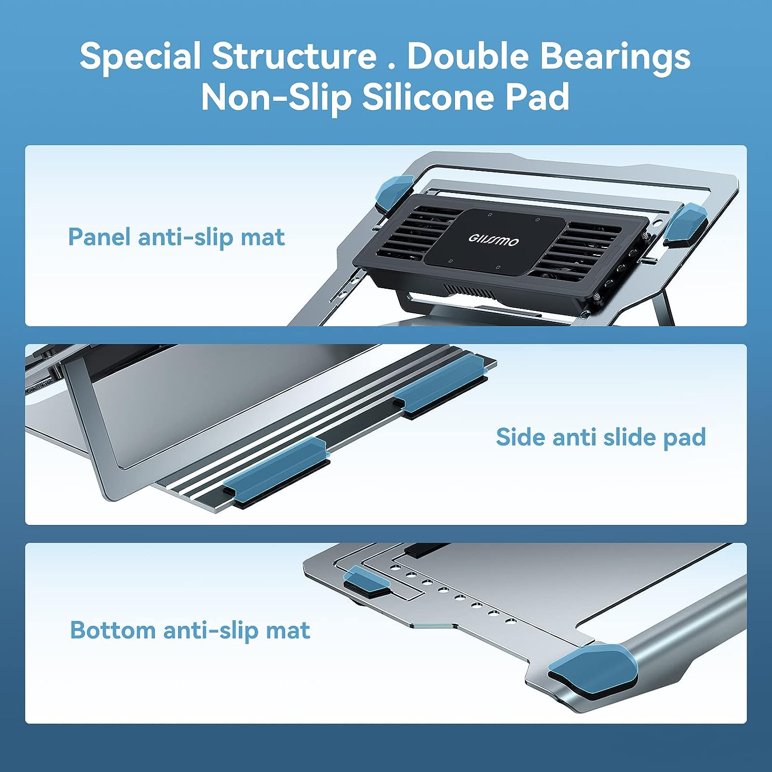 Laptop Cooling Pad with Removable Dual Semi-Conductor Cooling Chips and Two Cooling Fans, Aluminum Laptop Cooler Stand for Desk, Laptop Stand Cooler for All Types of 13 to 17 Inches Laptops