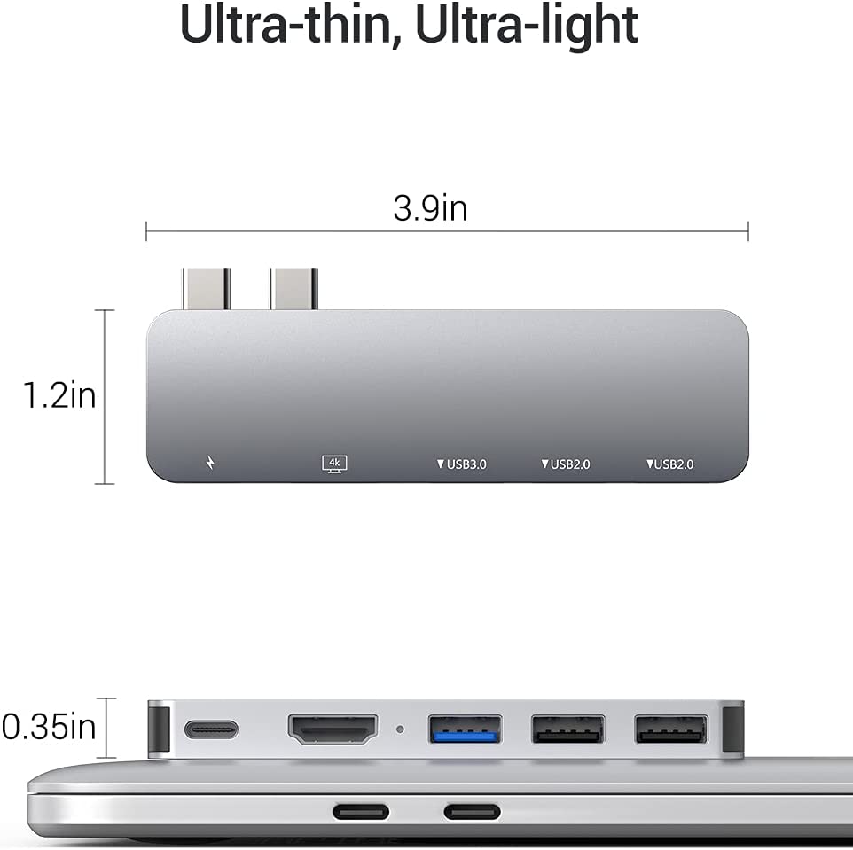 RayCue USB C Adapter for MacBook Pro/Air, MacBook Adapter HDMI, MacBook Air  M1 USB Multiport USB C Hub with 4K HDMI, Thunderbolt 3/4, for MacBook Pro