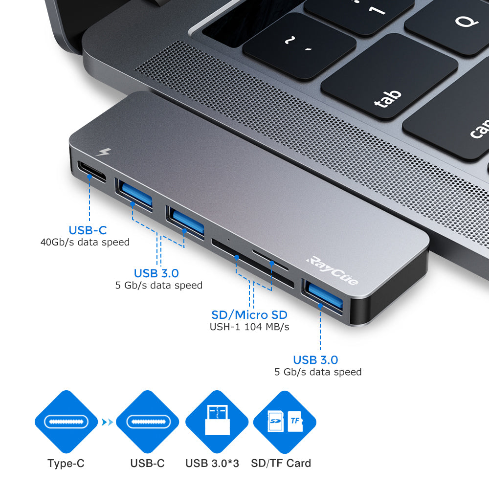 Raycue 6-en-2 USB C Hub-Adaptilo por MacBook Pro/Air M1 2020 2019 2018 