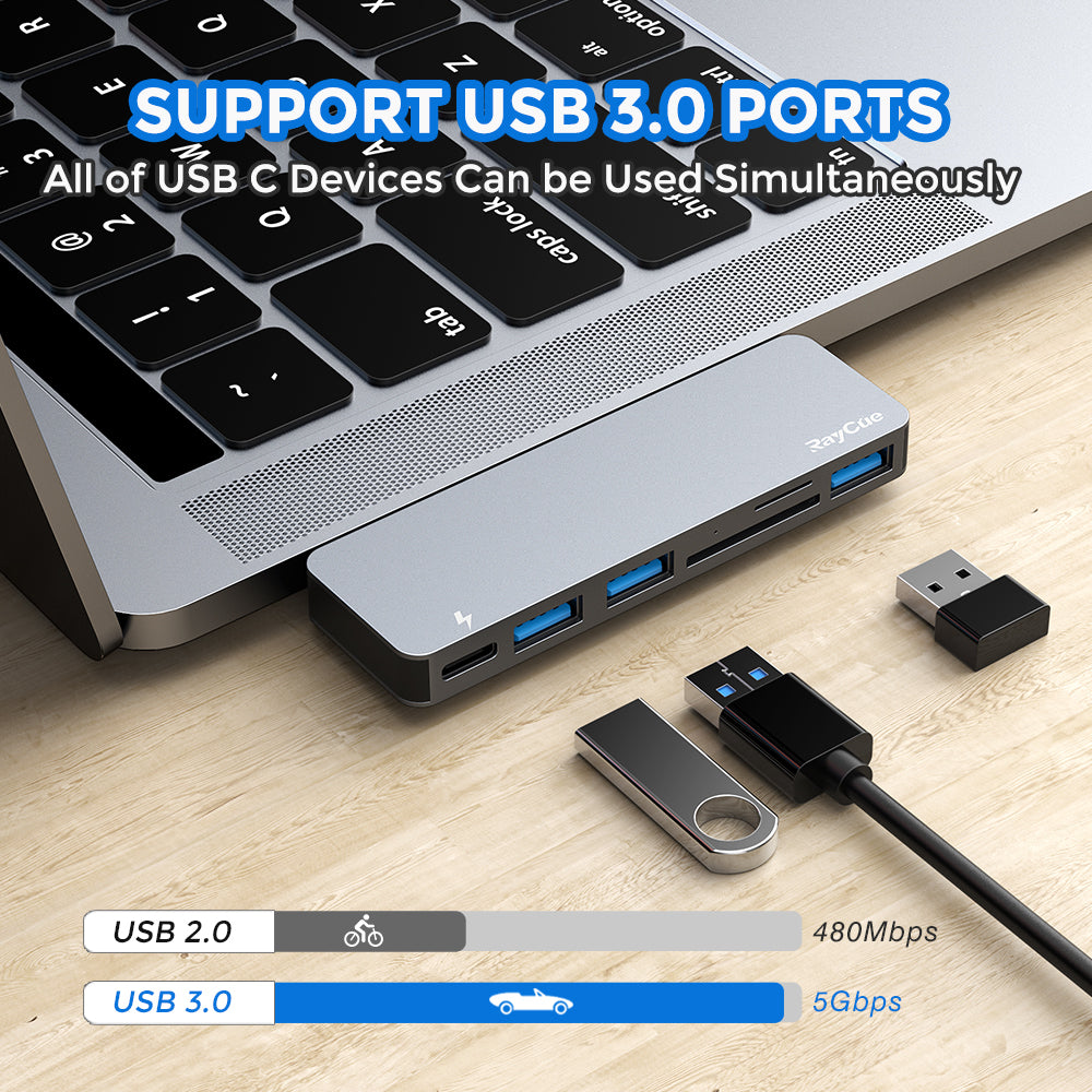 Raycue 6-in-2 USB C Hub Adapter for MacBook Pro/Air M1 2020 2019 2018