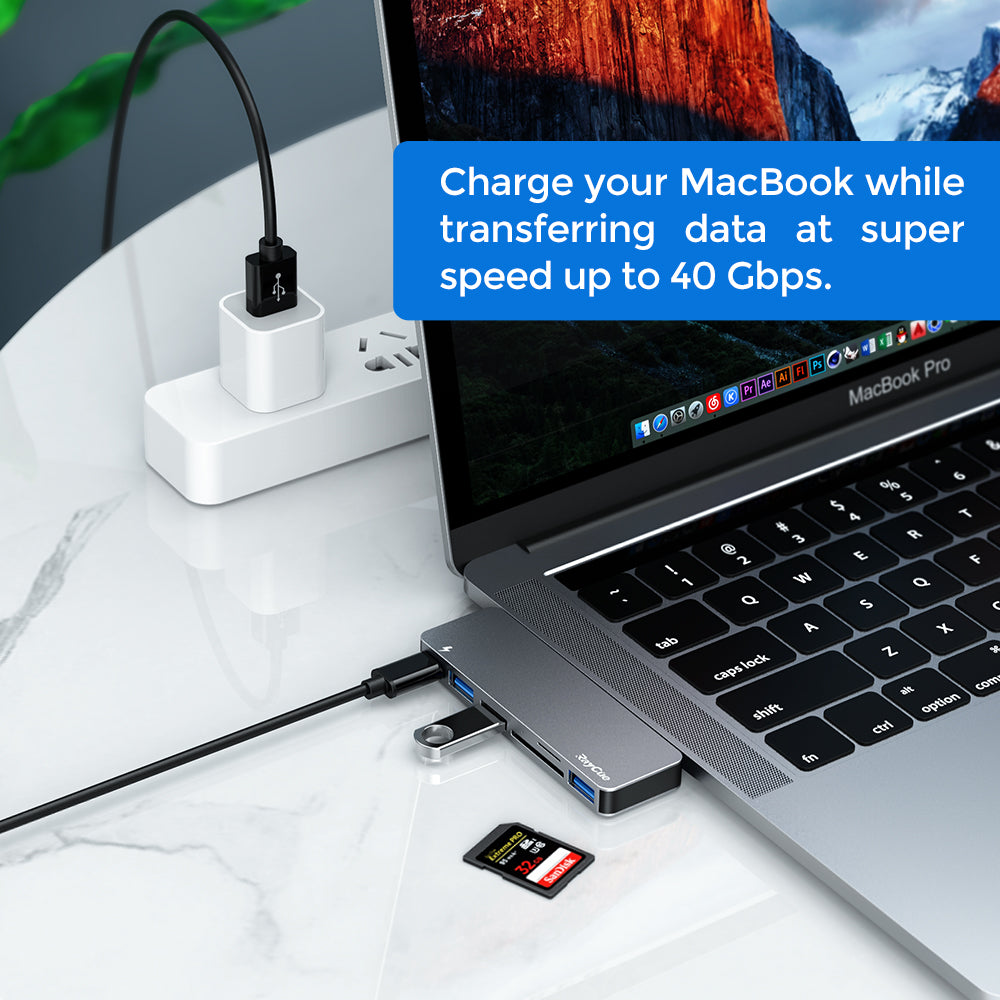 USB C Adapter for MacBook Pro/MacBook Air M1 M2 2021 2020 2019 2018 13 15  16, 6 in 1 USB-C Hub MacBook Pro Accessories with 3 USB 3.0 Ports,USB C