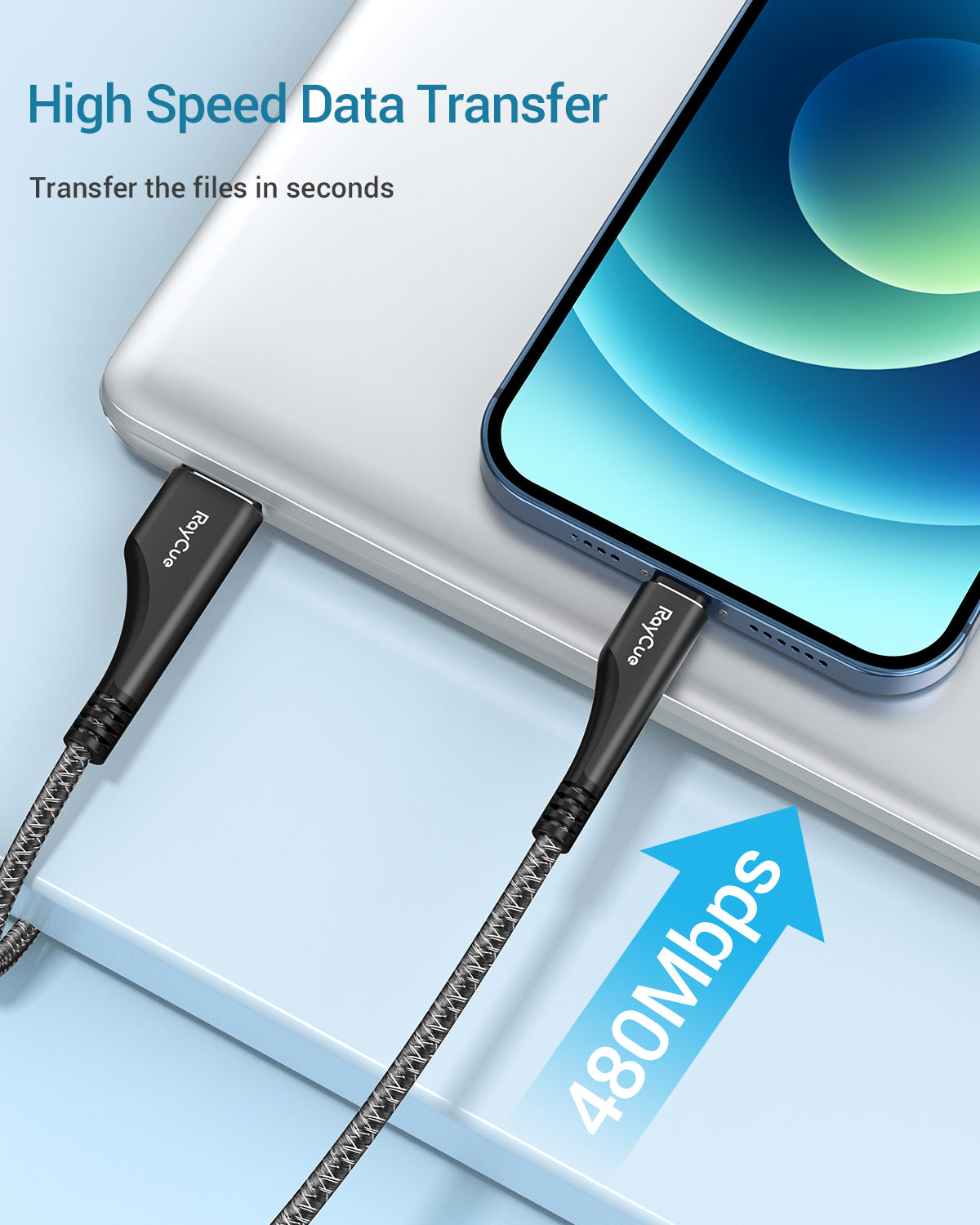 [MFI Certified] RayCue BlitzLink Blade Series 1.2M USB-A to Lightning Cable